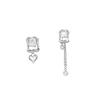 Silver Needle Niche Design Asymmetrical Tassel Chain Earrings, Sweet and Cool Spice Girl Geometric Earrings Personalized Earrings Women