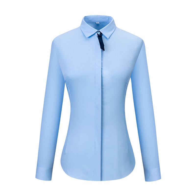 "2025 Γυναικείο Επαγγελματικό Πουκάμισο Μακρυμάνικο Στενής Γραμμής - Μονόχρωμο, Μικροελαστικό για Άνοιξη & Φθινόπωρο"