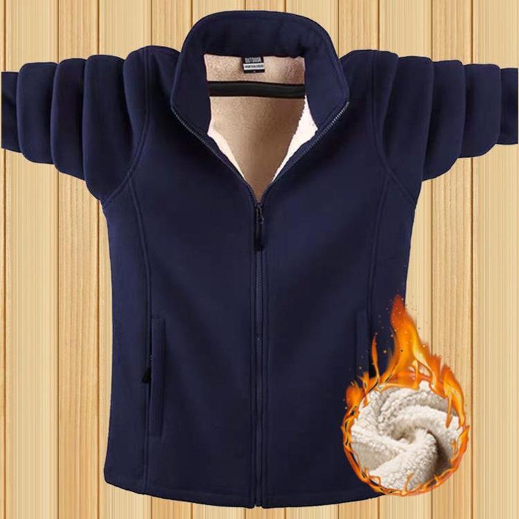 Warm Thicken Fleece Sweatshirt for Men Plus Size 9XL Solid Color Winter Autumn Clothing