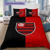 Flamengo Crest Black Red Split Background Print 3 Pieces Duvet Cover Set Brazil Soccer Bedding Bedroom Home Decor Without Pillow Core Comforter