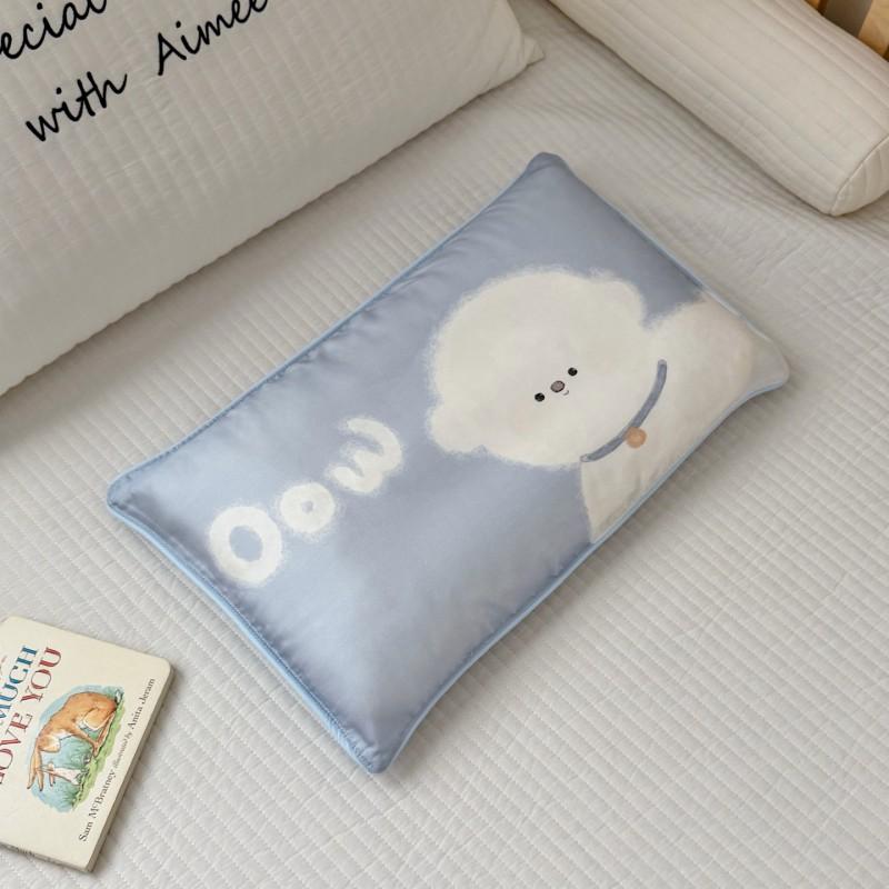 60s Tencel Kids Pillowcase 30x50cm Cartoon Print Cool Sleep Cover Toddler Nursery School Use