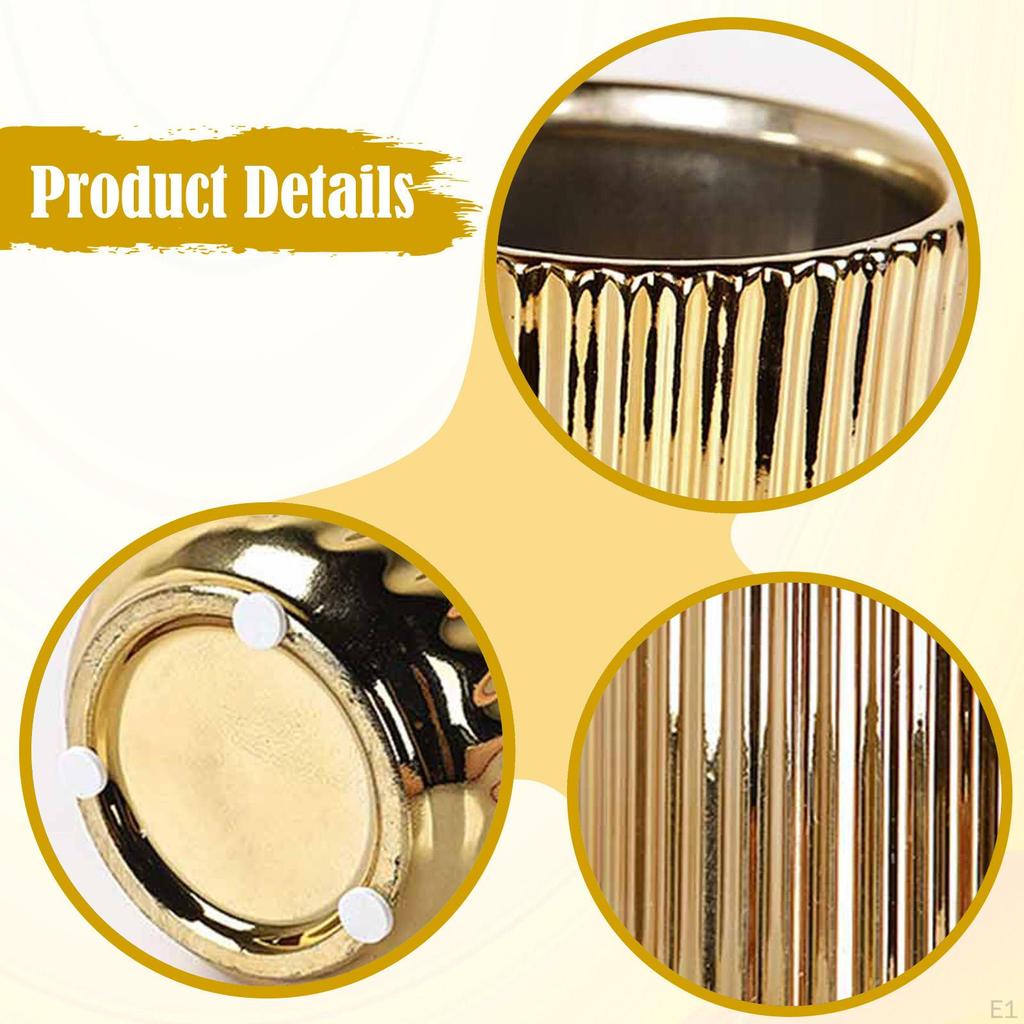 Goldene Keramik Blumenvase Zylinder Topf Bauernhaus Geschenk Minimalistischer Pflanzenhalter Blumenarrangement für