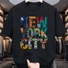 Zomer heren 100% katoen casual losse pasvorm plus size New York City bedrukt comfortabel ronde hals korte mouw T-shirt top