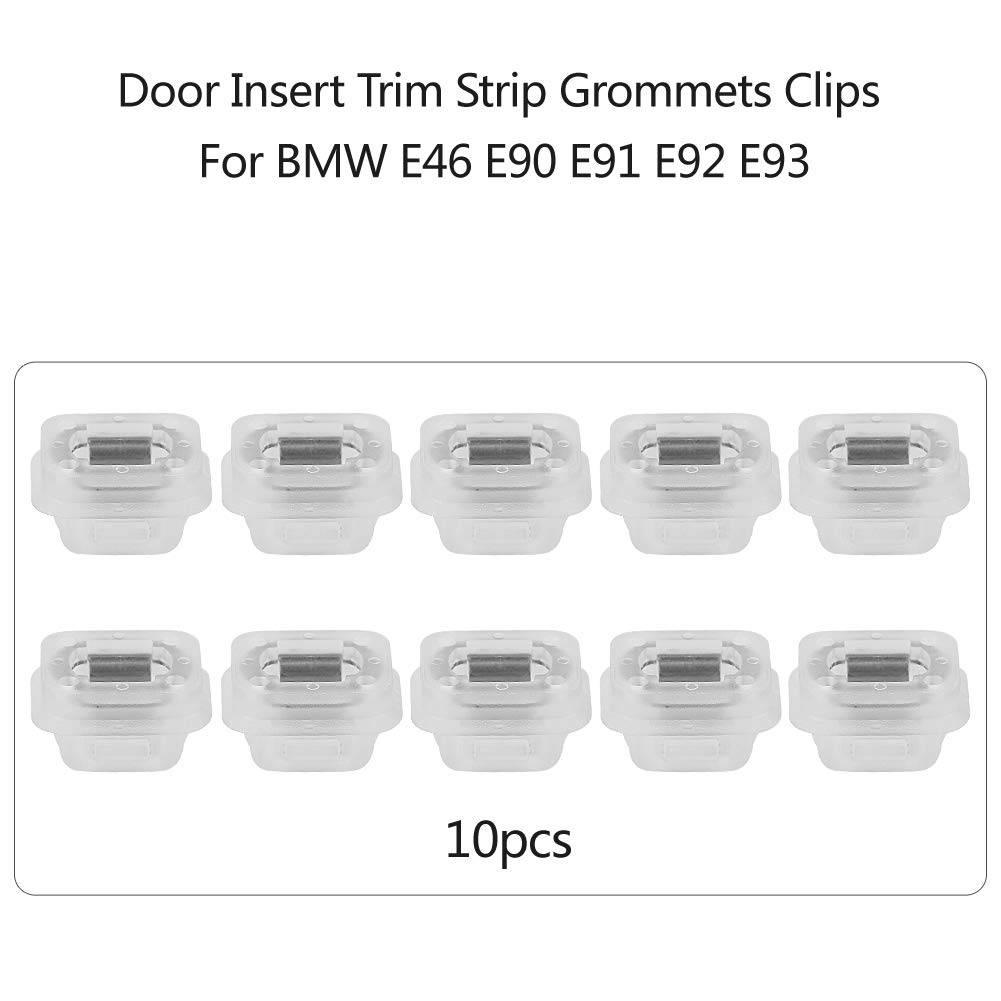 KIMISS 10pcs Plastic Car Door Trim Grommet, Door Insert Trim Strip Grommet Clip Card Inlay E46 E90 E91
