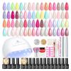 PEACECOLOR Gel Nail Kit 39 Pieces 22pcs Color Gel Nail 4pcs Top Coat Base UV Nail Nail Starter Kit for Gift - Total Spring/Summer Set, & Coat, Light,