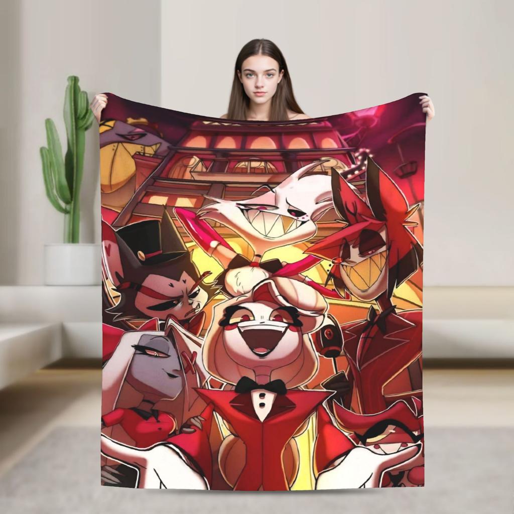 Cartoon H-Hazbin HotelS Flannel Blanket Winter  Warm Soft Bedding Throws for Child Home Decor Funny Bedspread Sofa Bed Cover