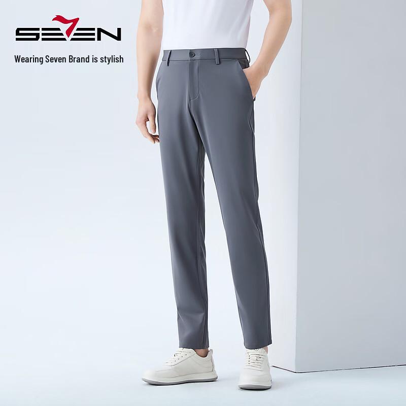 SEVEN Men's Mulberry Silk Blend Business Casual Trousers