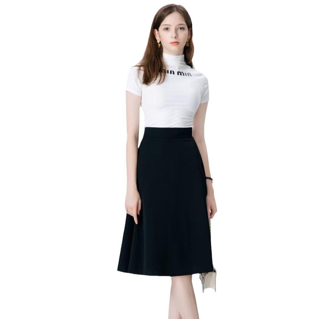 2024 Summer High Waist A-Line Midi Skirt: Ladylike, Slimming & Chic