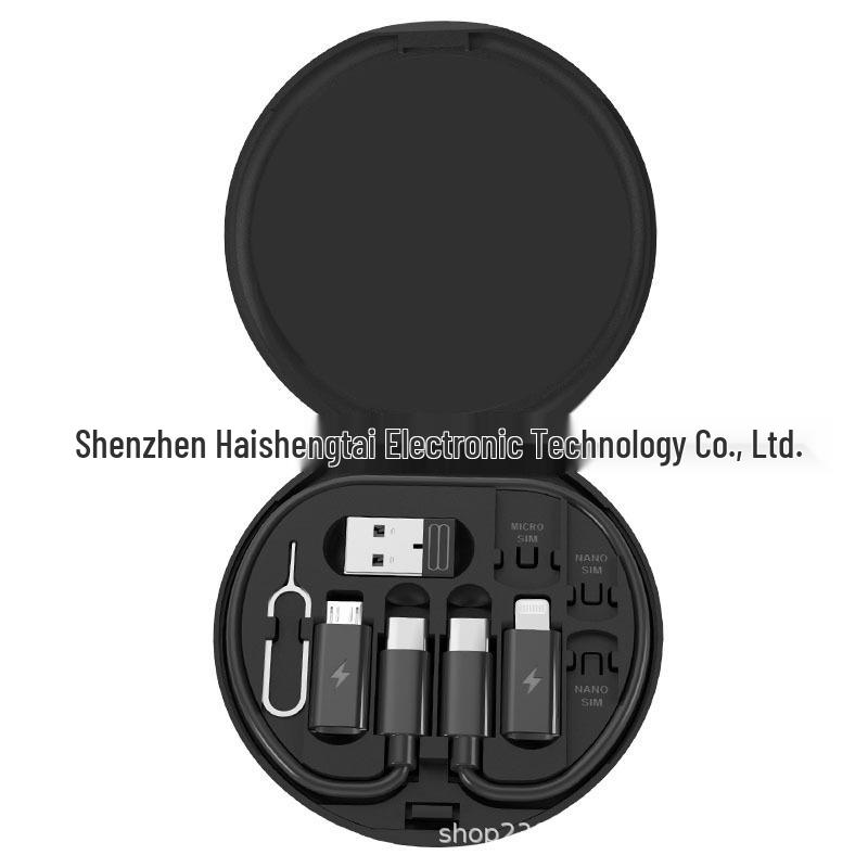 5-in-1 Portable Multi-Functional Data Cable Storage Box with 60W Fast Charging for Lightning, Android, and USB Devices