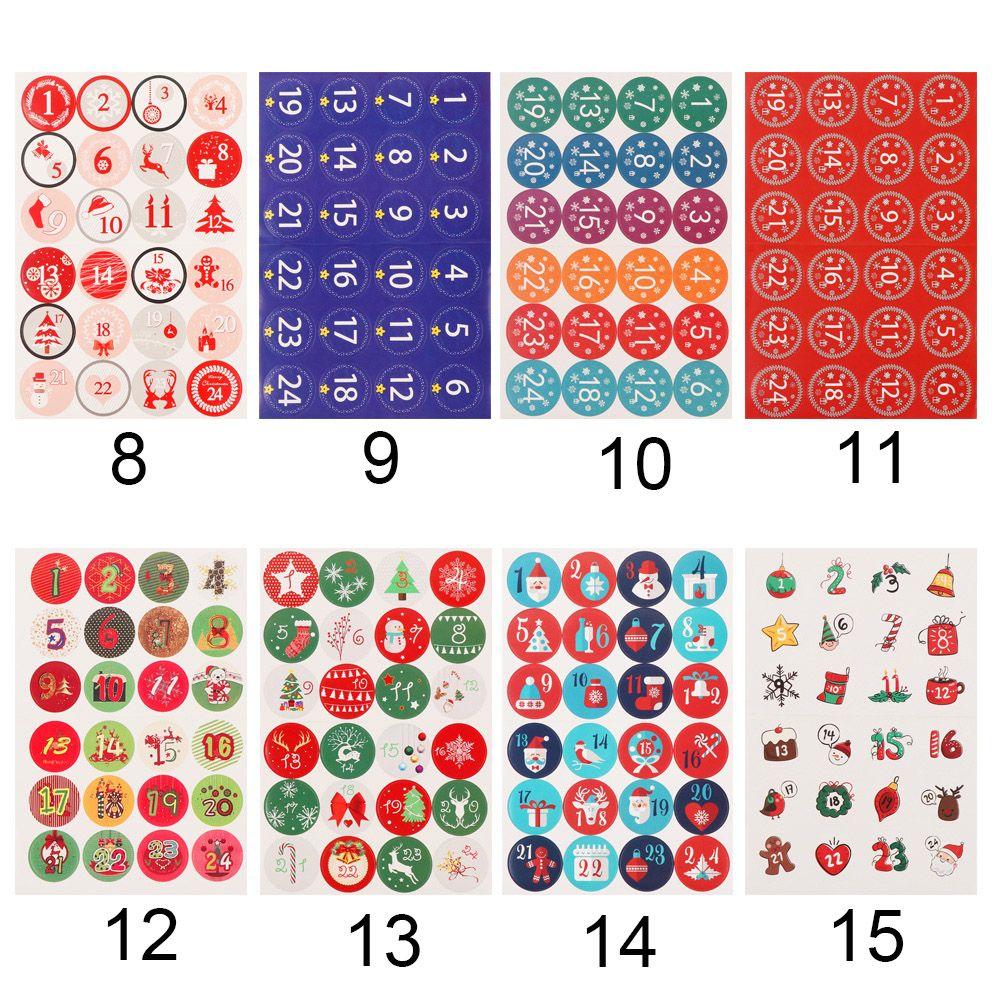 Weihnachtsdekoration Selbstklebend Adventskalender Zahl Papieraufkleber Verpackungsetiketten Weihnachtsetikett
