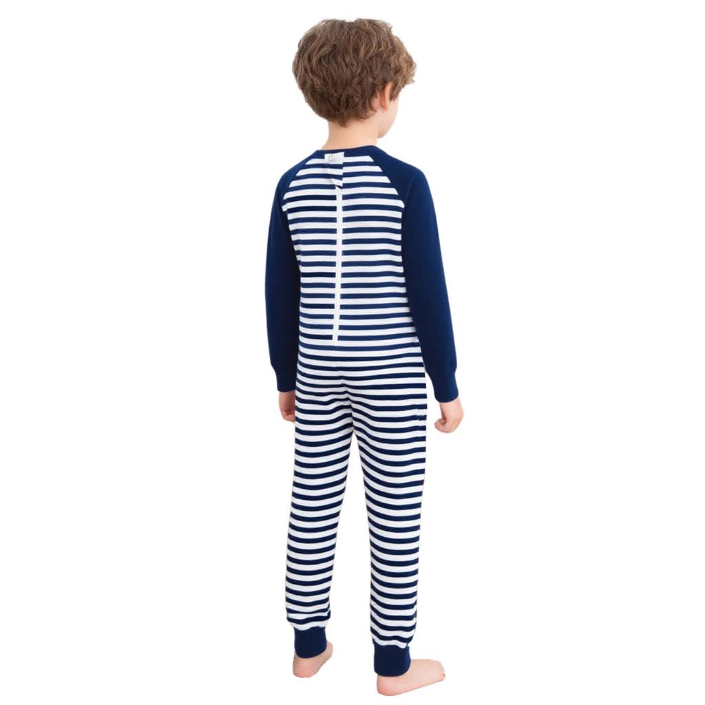 Unisex Dziecięcy Kombinezon Adaptacyjny Okrągły Dekolt Długi Rękaw Pełna Długość Zamek Błyskawiczny z Tyłu Zapobiegający Ściąganiu Paski Kolorowy Blok Specjalne Potrzeby Odzież