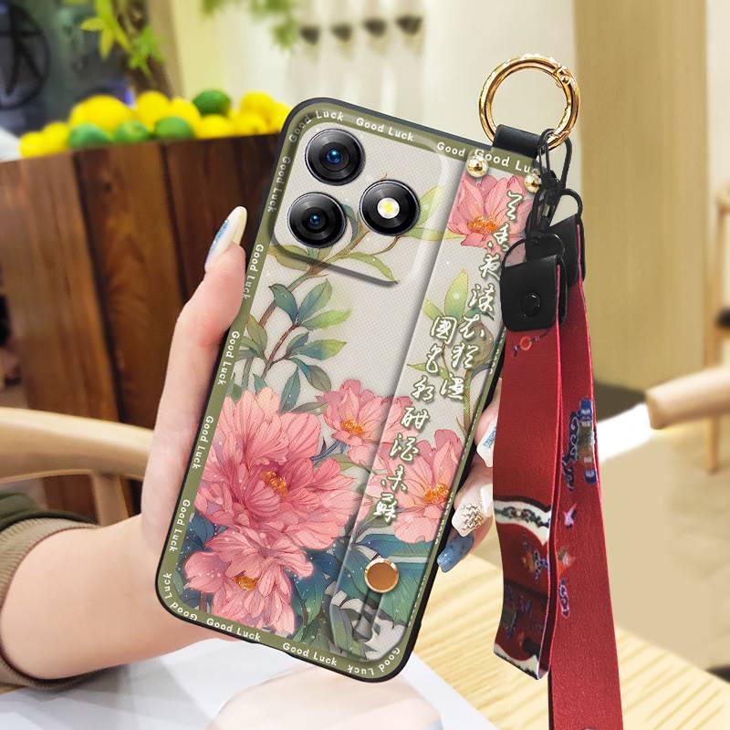 Silicone Fashion Phone Case For Ulefone Note18 Ultra Dirt-resistant Durable Lanyard Protective Back Cover Ring Kickstand