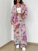Color Tie-Dye Autumn And Winter New European And American Women'S Clothing Striped Printing Suit Women