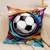 New Football Print Art Cushion Cover Silky Short Plush Invisible Zipper Dustproof Sofa Pillow Case For Home Decor