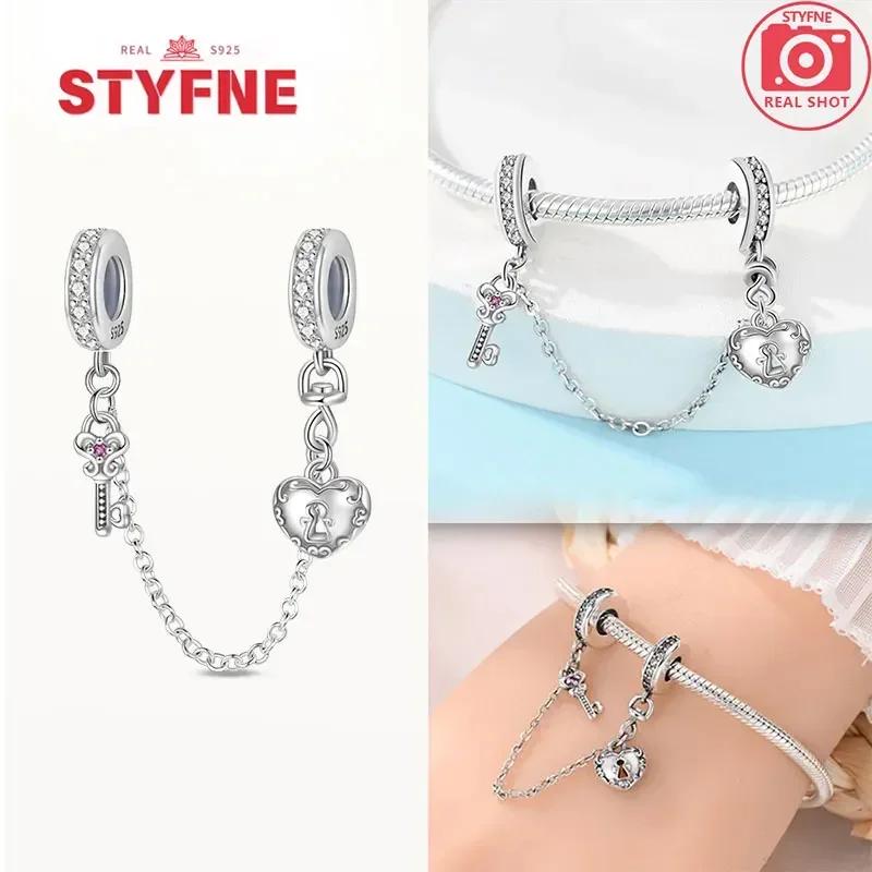 Coração Estrela de Cobre e Flor da Lua Corrente de Segurança para Mulheres Joia Fina Usável Presente Pulseira Original Contas DIY