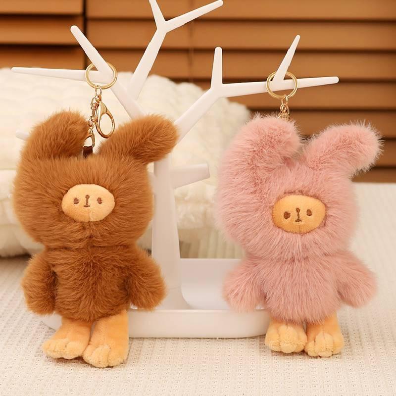 Adorable Bunny Plush Keychain Soft Rabbit Couple Pendant For Students And Backpacks