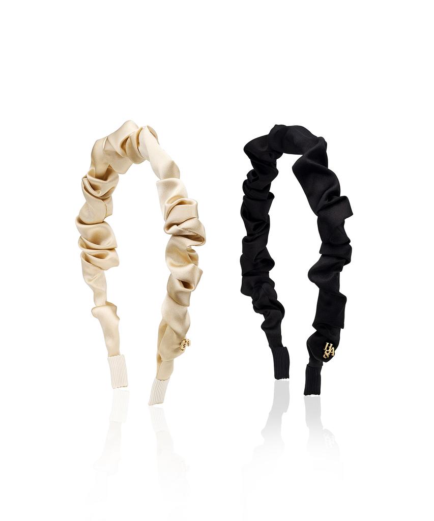Has En001 Shirring Satin Slim Hairband (2Colors)