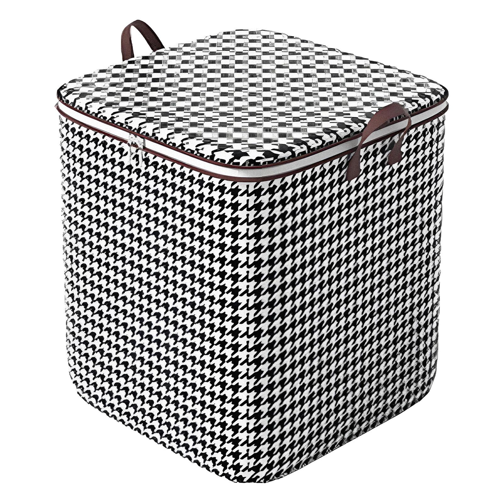 

Houndstooth Storage Bags for Clothes Quilts 180L Non-Woven Fabric Foldable Moving Packing Storage Box with Handles