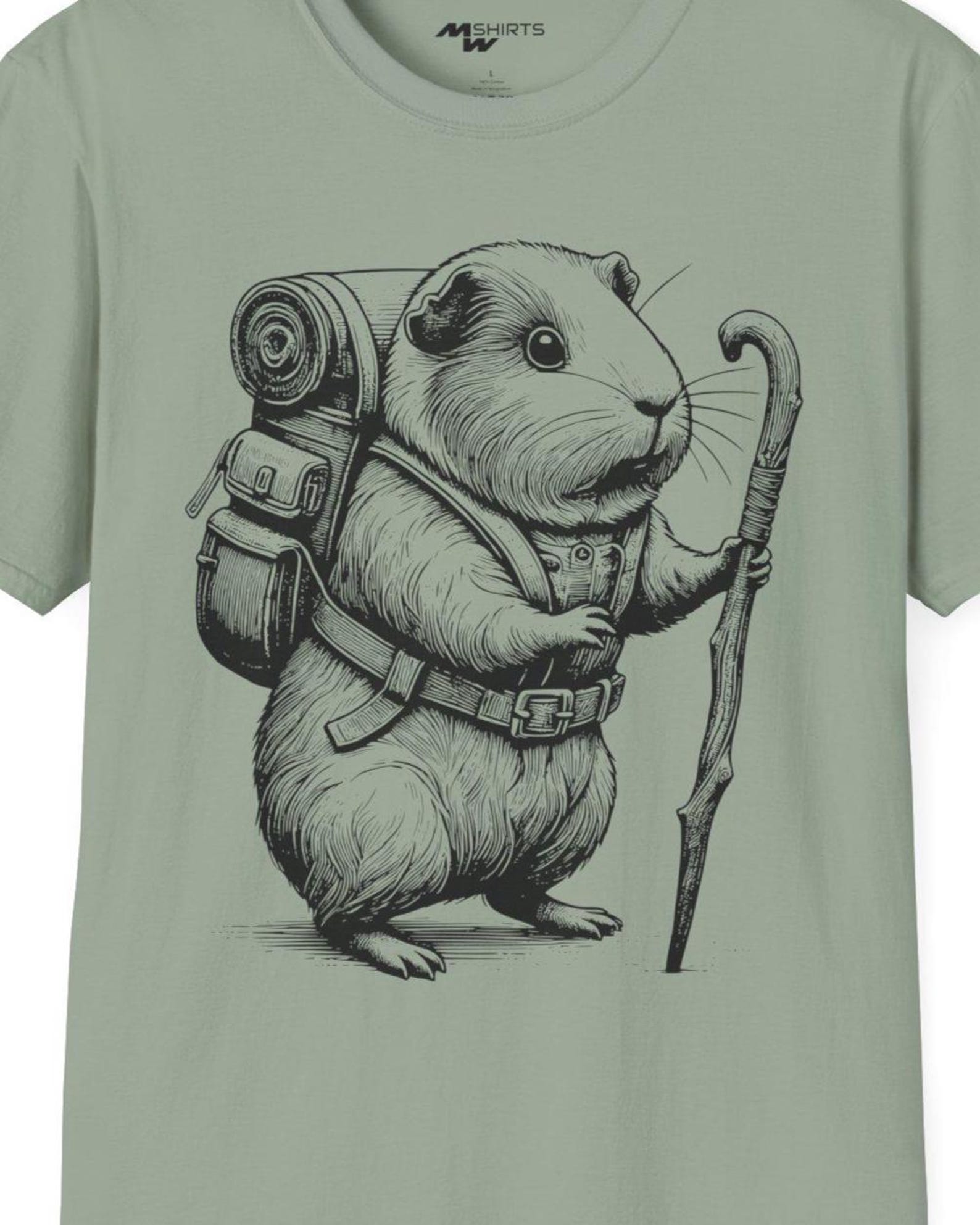Hiking Guinea Pig T-Shirt: Nature Lover Graphic Tee XL