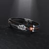 Mens Womens Couple Metal Infinity Sign Leather Bracelet Magnetic Closure Charm Bracelet Leather Wristband Casual Jewelry