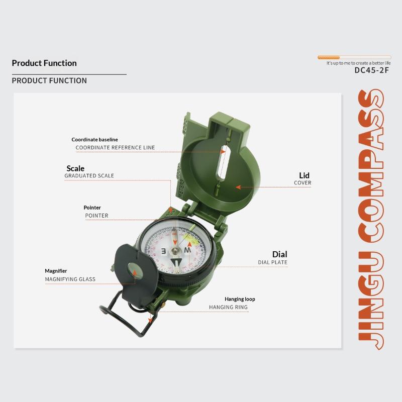 Waterproof High Precision Portable Compass Outdoor Gadget Sports Hiking Mountaineering Professional Metal Sight