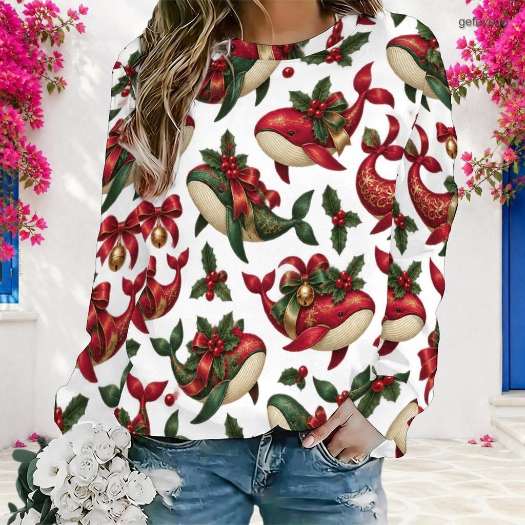 Women Plus Size Round Neck Long Sleeve Ribbed Cuffs Sun Moon Butterfly Print Light Blue Sweatshirt