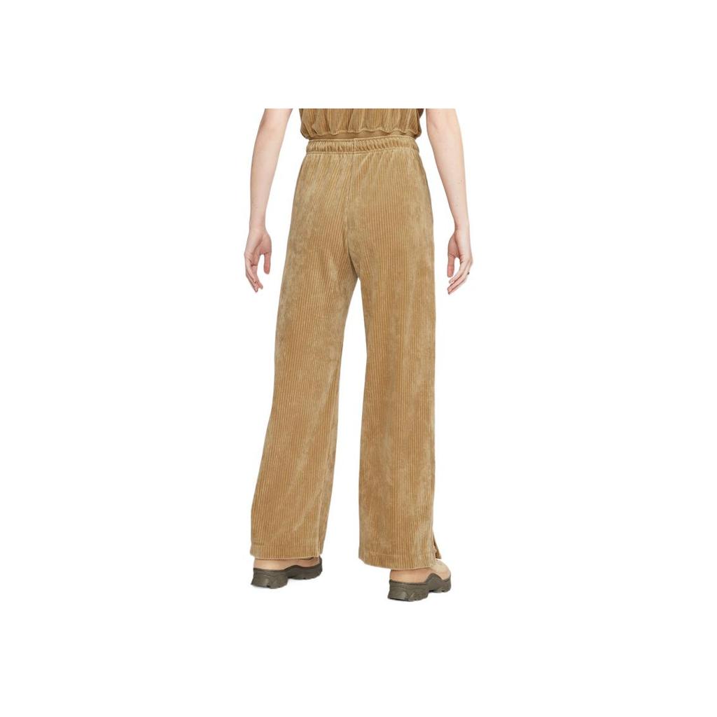 Nike Pantalon Côtelé Large à Jambes Fendues avec Logo Brodé pour Femmes Jaune Clair DQ5922-258