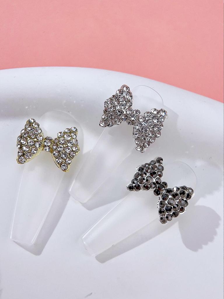 12pcs Glitter Bow Nail Art Decoration Supplies - Nail Art Jewelry Women's Nail Art Decoration Supplies Show the Charm of Women's Nail Art