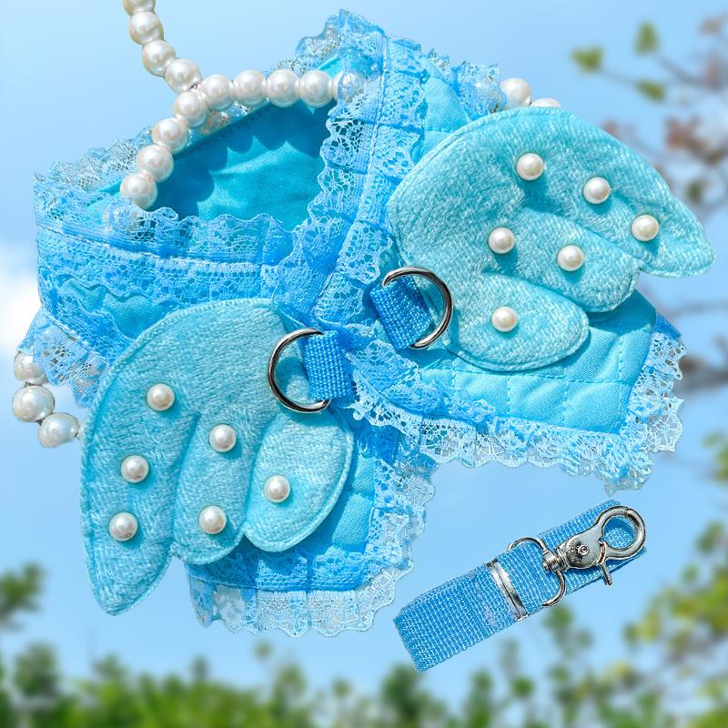 Pearl angel princess dog cat chest strap dog chest strap cat leash pet supplies spring and summer breathable