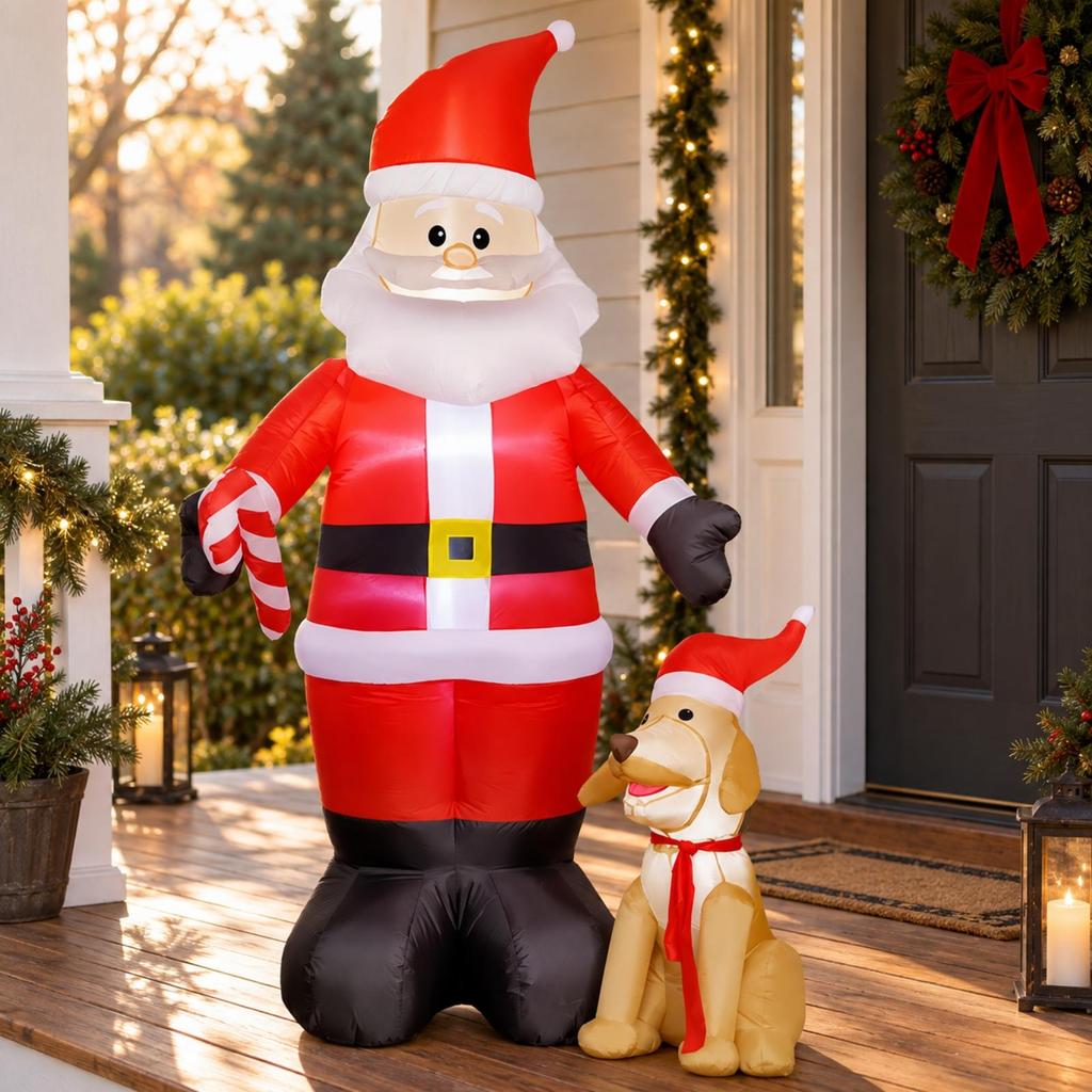 Inflatable Santa with Pet selfInflating 1.5m Easy