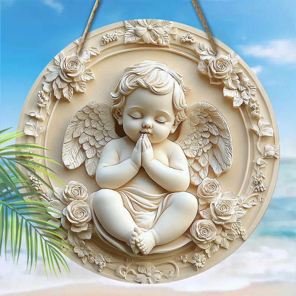 Cute angel pattern pendant, home wall or door decoration, 2d flat wooden, Christmas decoration, gifts for friends and family