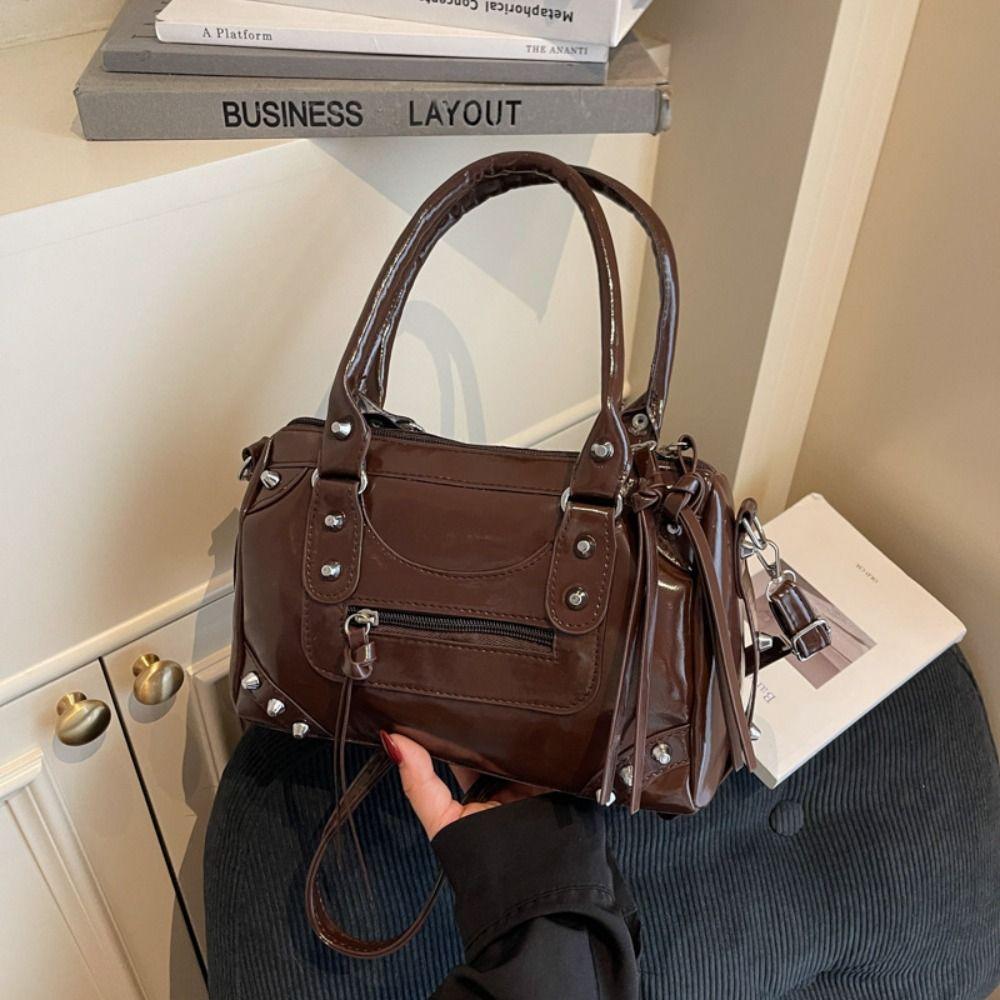 Punk Retro Underarm Bag Vintage Pillow Handbag Fashion Boston Bag  Travel