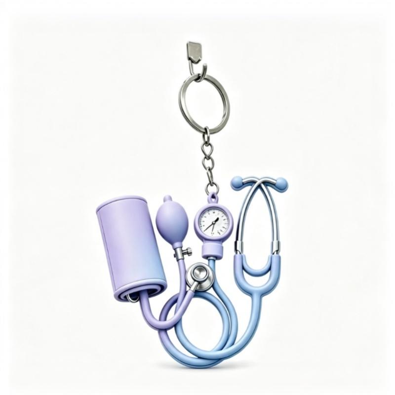Mini 2D Flat Stethoscope Keychain Cute Creative Bag Pendant for Nurses Doctors Key Decor Medical Themed Holiday Souvenir Gift