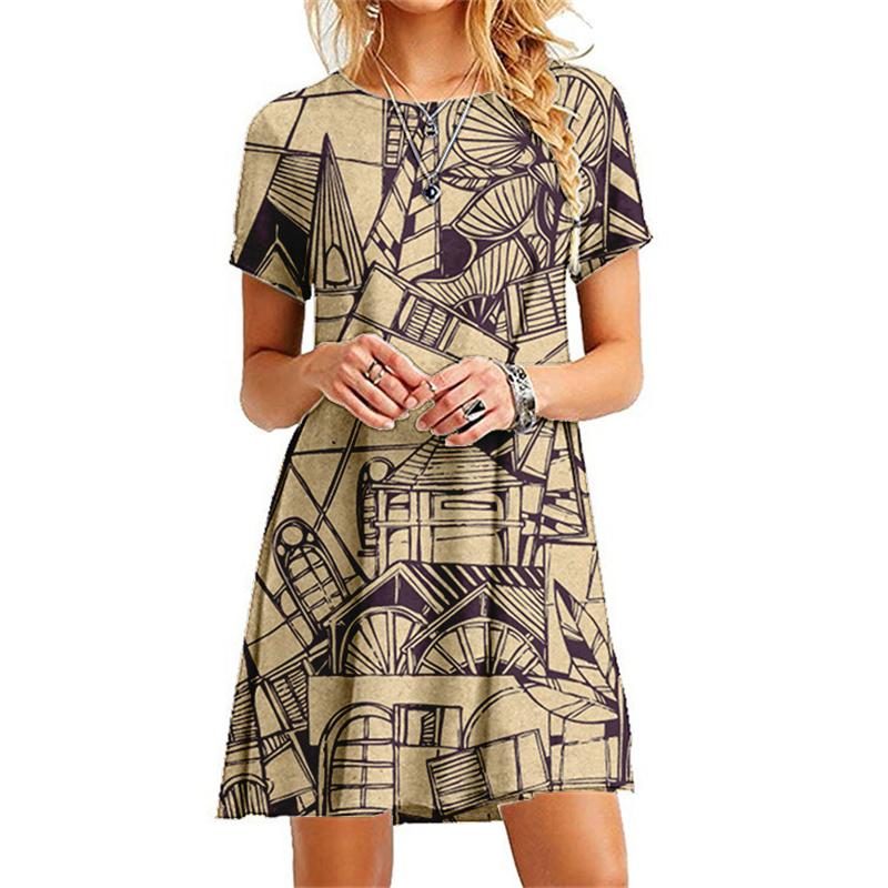 

S-6XL Платье больших размеров, женская одежда, летнее платье с цветочным принтом, с коротким рукавом, платье с 3D-принтом, повседневное уличное женское мини-платье 6XL
