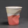 Creative Coarse Ceramic Coffee Cups Retro Irregular Folded Ceramic Mug 3oz 90ml