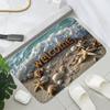 1 Piece Blue Beach Wave Design Welcome Door Mat, Ideal for Bathroom, Bedroom, Kitchen, Living Room-decorative Floor Mat, Bedroom