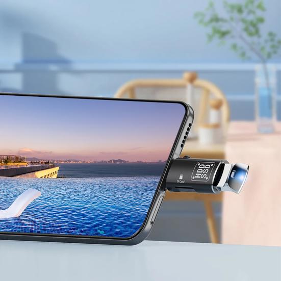 

Адаптер OTG 2 Type-C в 1 USB к 3 автомобильному рекордеру TF Card Reader чёрный