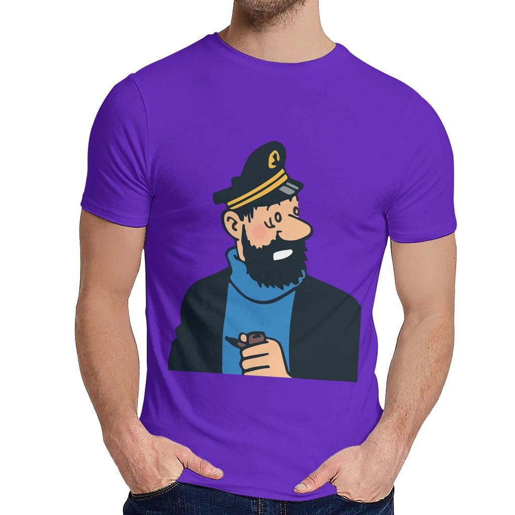Natural Cotton Captain Haddock The Adventures Of Tintin T Shirt Unisex Design Leisure Fashion O