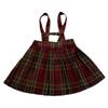 Girls Fall Outfits Baby Overall Skirts Red Plaid Suspender Dress Cute Turn-down Collar Puff Sleeve Shirt Children Clothes 3-8Y