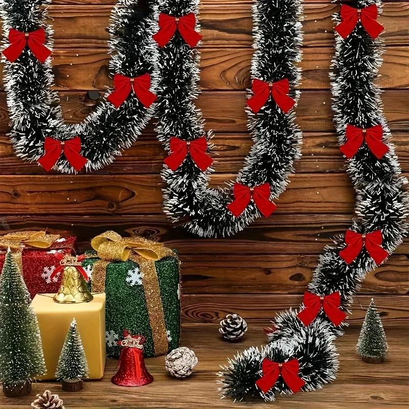 Christmas Tree Decoration: 5-Meter Christmas Wreath - Strip, Bow, Flower Decoration, Colorful Strip