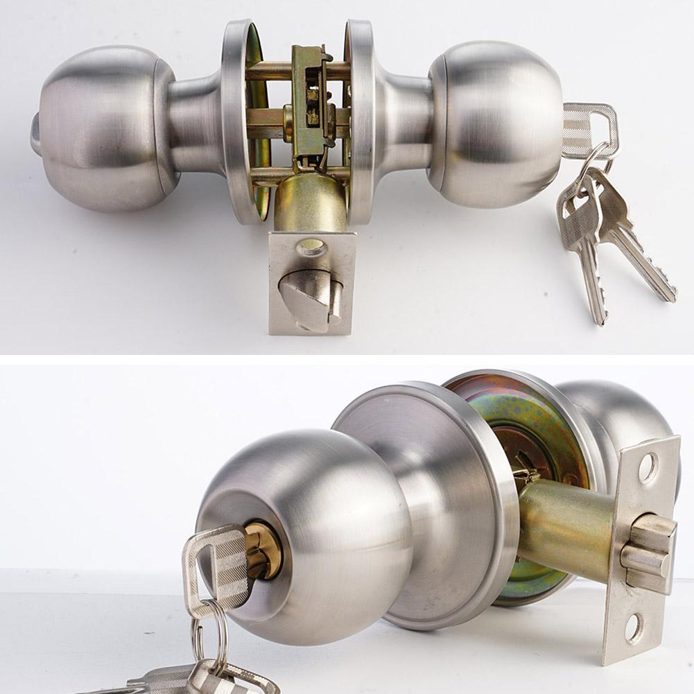1 Kit Aluminum Alloy Globular Door Knobs Rotation Lock Knobset Handle Metal Door Knob With Key For Bedrooms Living Rooms