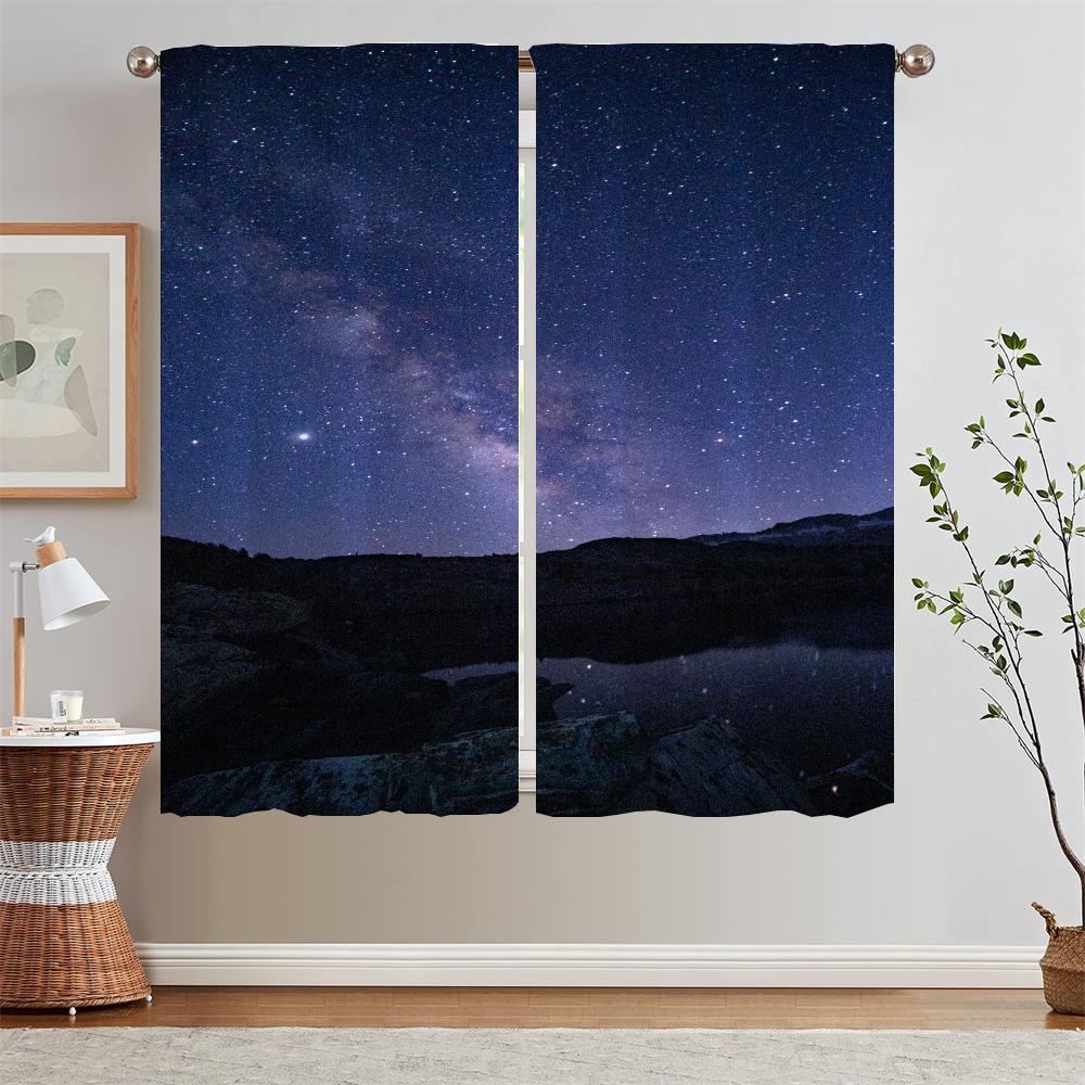 

Stary Sky Curtains for Living Room 2 Pieces Free Shipping Curtain Rods Blinds Modern Home Decoration Window Sheer Curtains Blind W50xH70cmx2pcs-CL