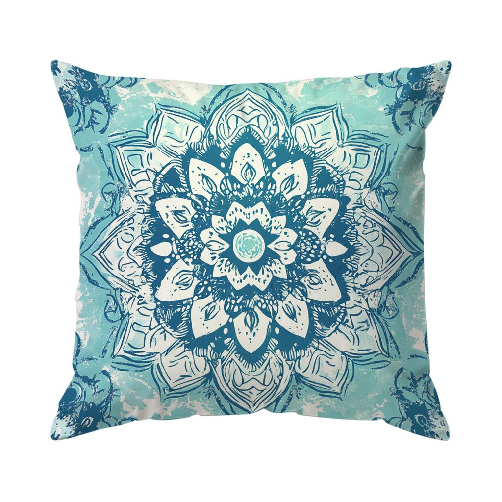 1/4pcs Teal Mandala Cushions Pillowcase Polyester Cushion Cover Throw Pillow Pillowcover Home Car Sofa Decor