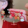 New Chinese style oil drip lion stud earrings New Year's festive fashion temperament earrings light luxury high-end earrings fashion