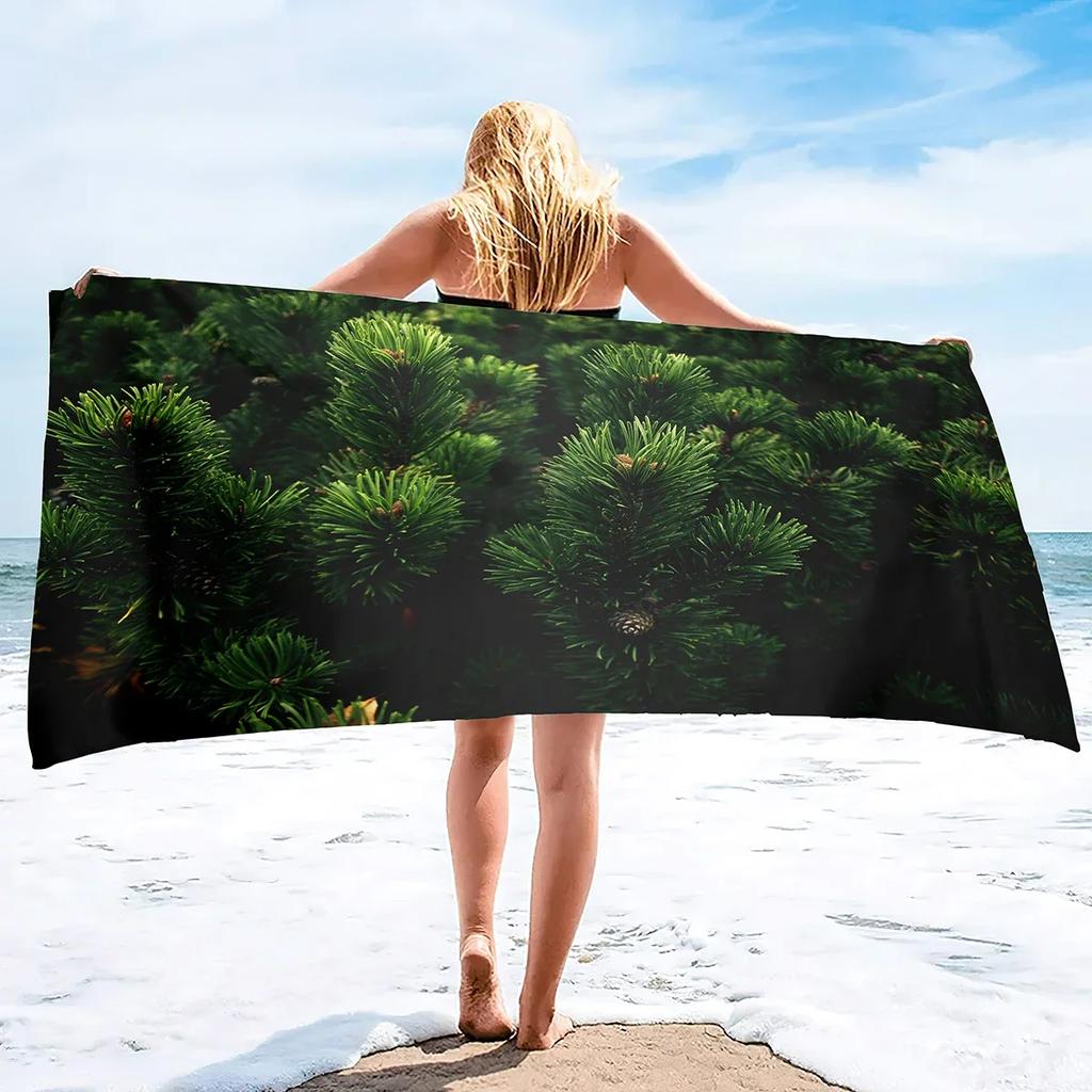 Pine Hand Towels Oversized Microfiber Beach Towel for Travel, Quick Dry Towel for Swimmers Sand Proof Beach Towels for Men Girls