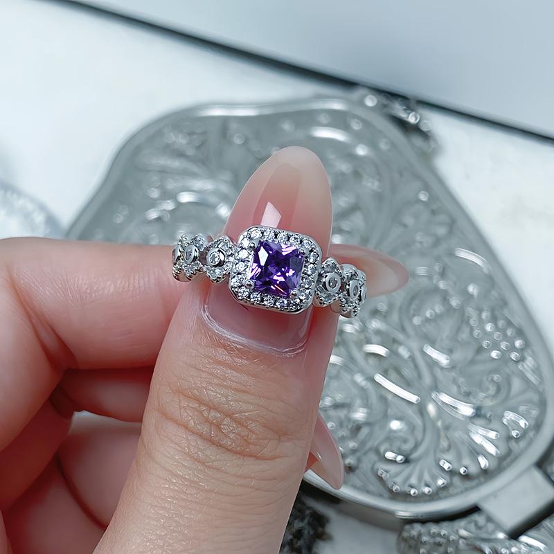 Lila farbener Schatz Zir*****Stiftring, Leichter Luxus, Hohes Gefühl, Exquisiter Super-Fee-Persönlichkeitsring