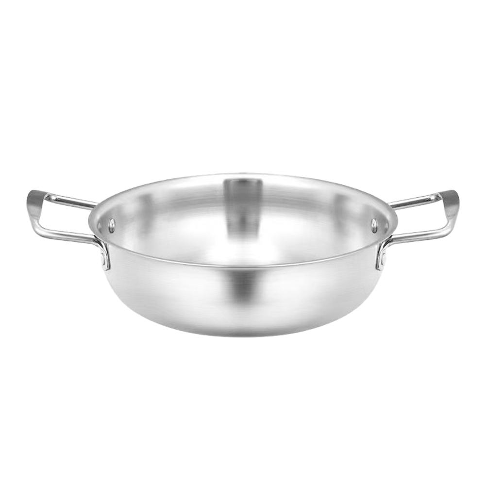 Nerezový hrnec na instantní nudle pro jednu osobu Malý hotpot Dvě ucha Ploché dno Suchý hrnec Domácnost Plynový hrnec na mořské plody