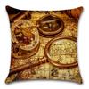 Pirate Treasure Map Magnifier Print Decorative Cushion Cover Polyester Throw Pillow Cover Bedside Cushion Pillowcase 45X45Cm