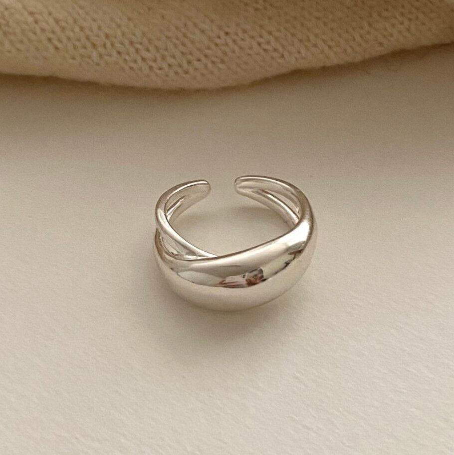 Panjbj Copper Wide Smooth Ring For Women Girl Irregular Simple Fashion Adjustable Jewelry Gift Dropshipping