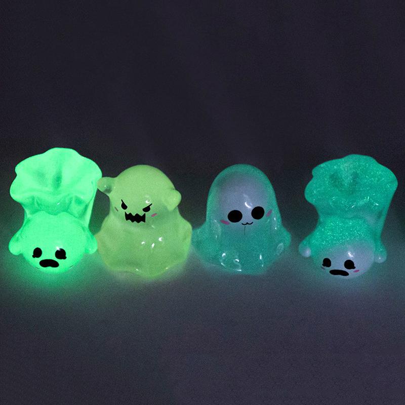 10Pcs Glowing Ghosts For Halloween Resin Decorations,Glow At Night Ghost Elf Ornament Micro Landscape Home Garden Decor